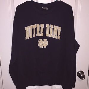 SPORTY navy Notre Dame crewneck with yellow words